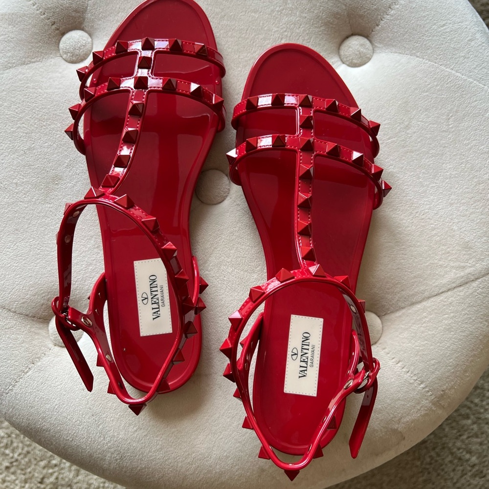 Valentino Red Rockstud Cage Sandals